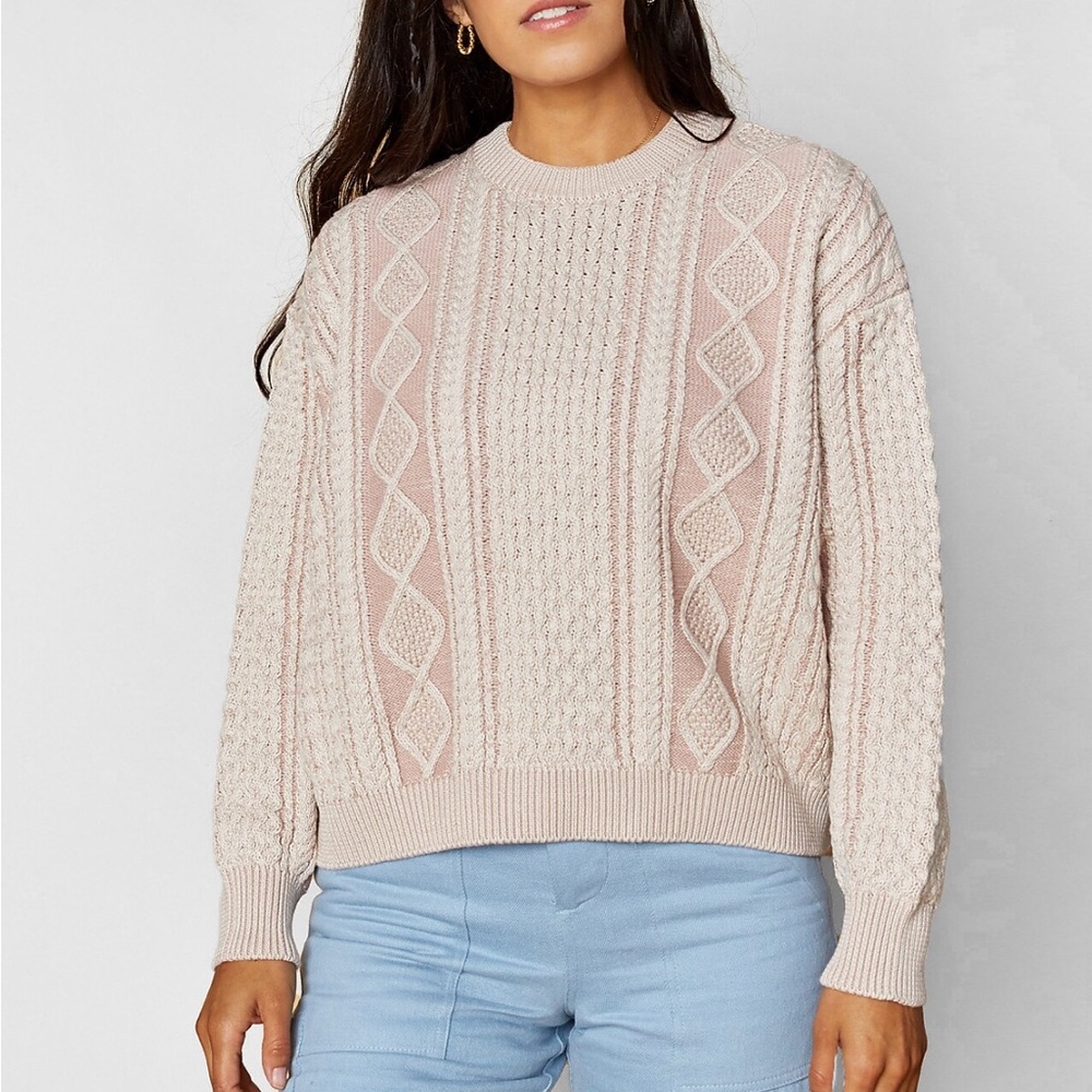 Back Beat Co. Organic Cotton Fisherman Sweater in Pink